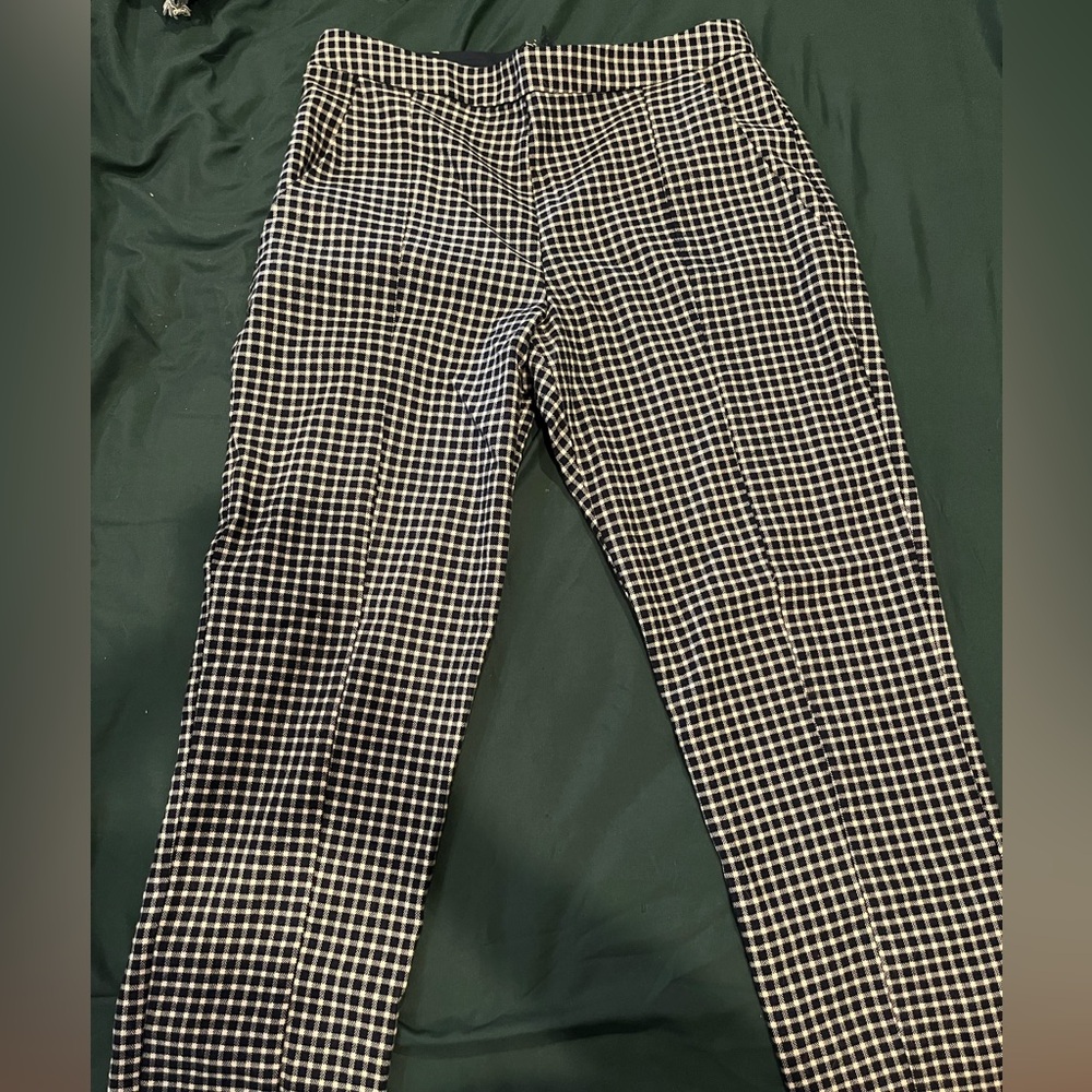 Navy and white checkered BCBG ankle length trousers - Picture 1 of 4